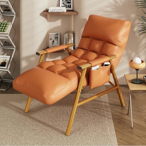 NMVAWIPT Moderner Gepolsterter Liegesessel Mit Stahlrahmen for Das Wohnzimmer, Bequemes Einzelsofa for Büro, Schlafzimmer, Balkon(Orange) von NMVAWIPT