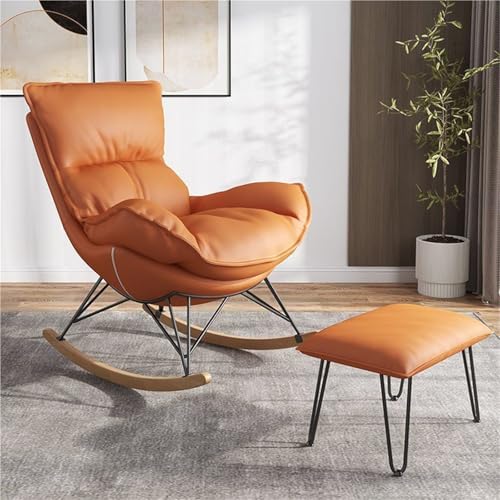 NMVAWIPT Moderner Gepolsterter Schaukelstuhl Mit Osmanischem Gleitstuhl Mit Hoher Rückenlehne, Lazy Chairs for Wohnzimmer Und Schlafzimmer(Color 1) von NMVAWIPT
