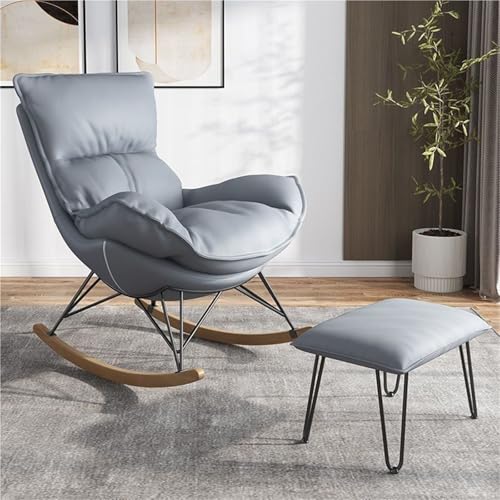 NMVAWIPT Moderner Gepolsterter Schaukelstuhl Mit Osmanischem Gleitstuhl Mit Hoher Rückenlehne, Lazy Chairs for Wohnzimmer Und Schlafzimmer(Color 2) von NMVAWIPT