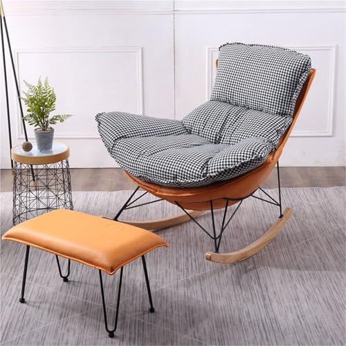 NMVAWIPT Moderner Gepolsterter Schaukelstuhl Mit Osmanischem Gleitstuhl Mit Hoher Rückenlehne, Lazy Chairs for Wohnzimmer Und Schlafzimmer(Color 6) von NMVAWIPT