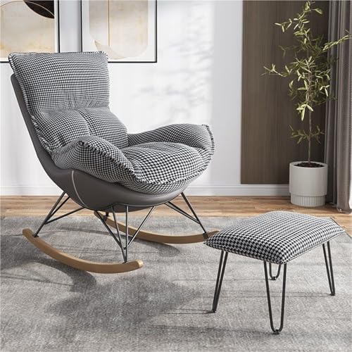 NMVAWIPT Moderner Gepolsterter Schaukelstuhl Mit Osmanischem Gleitstuhl Mit Hoher Rückenlehne, Lazy Chairs for Wohnzimmer Und Schlafzimmer(Color 8) von NMVAWIPT