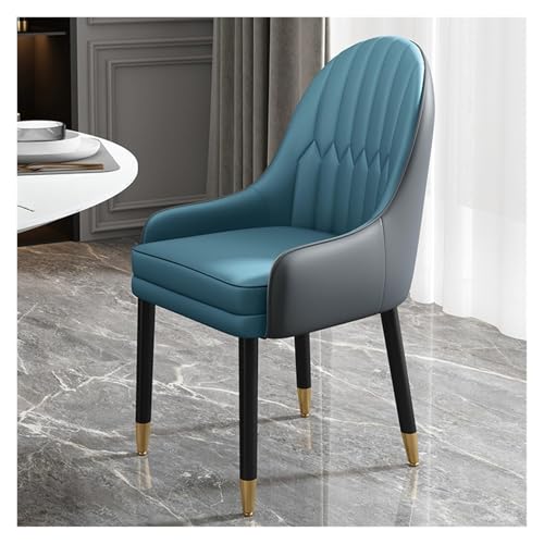 NMVAWIPT Moderner Gepolsterter Sessel Aus Der Mitte des Jahrhunderts Mit Metallbeinen, Esszimmerstuhl PU-Leder for Wohnzimmer Und Küche(Blue) von NMVAWIPT