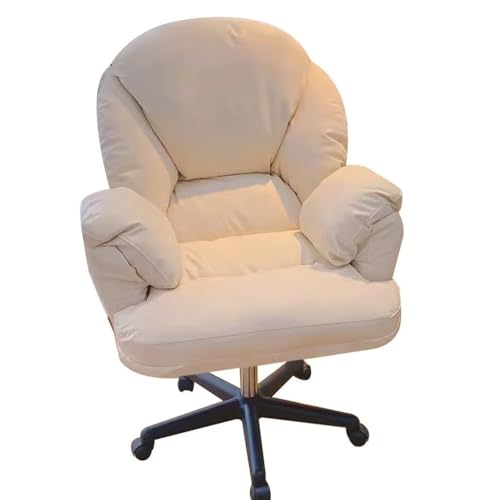 NMVAWIPT Moderner Home-Office-Stuhl, Drehbarer Gaming- Und Schreibtischstuhl Mit Hebefunktion, Akzentstuhl for Schlafzimmer, Wohnzimmer Und Arbeitszimmer(Beige) von NMVAWIPT