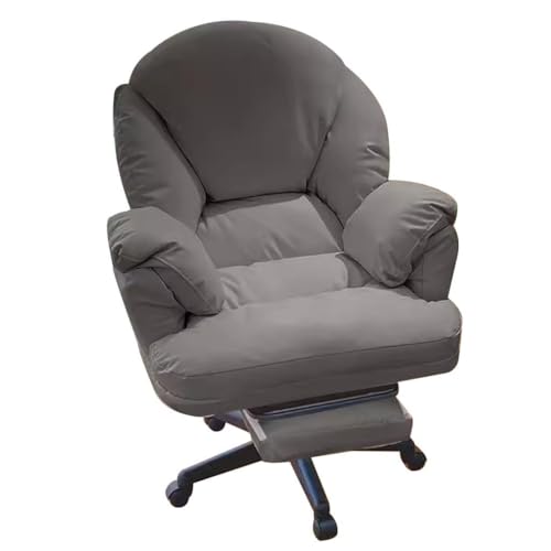 NMVAWIPT Moderner Home-Office-Stuhl, Drehbarer Gaming- Und Schreibtischstuhl Mit Hebefunktion, Akzentstuhl for Schlafzimmer, Wohnzimmer Und Arbeitszimmer(Gray W/Footrest) von NMVAWIPT