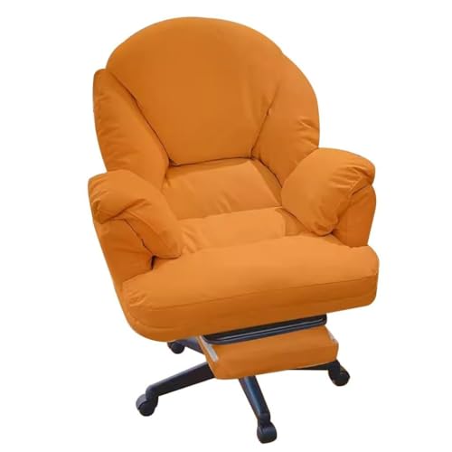 NMVAWIPT Moderner Home-Office-Stuhl, Drehbarer Gaming- Und Schreibtischstuhl Mit Hebefunktion, Akzentstuhl for Schlafzimmer, Wohnzimmer Und Arbeitszimmer(Orange W/Footrest) von NMVAWIPT