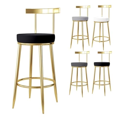 NMVAWIPT Moderner Küchenbarhocker Mit Rückenlehne, Samtsitz Und Metallbeinen, Bequemer Esszimmerhocker for Den Privaten Und Gewerblichen Gebrauch(Black,Sitting Height:75cm) von NMVAWIPT