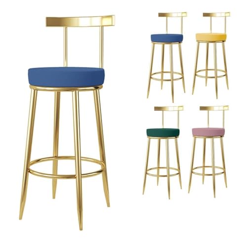 NMVAWIPT Moderner Küchenbarhocker Mit Rückenlehne, Samtsitz Und Metallbeinen, Bequemer Esszimmerhocker for Den Privaten Und Gewerblichen Gebrauch(Blue,Sitting Height:55cm) von NMVAWIPT