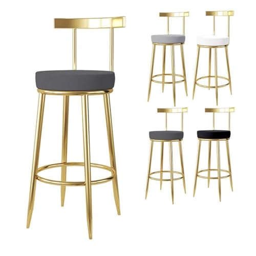 NMVAWIPT Moderner Küchenbarhocker Mit Rückenlehne, Samtsitz Und Metallbeinen, Bequemer Esszimmerhocker for Den Privaten Und Gewerblichen Gebrauch(Dark Gray,Sitting Height:55cm) von NMVAWIPT