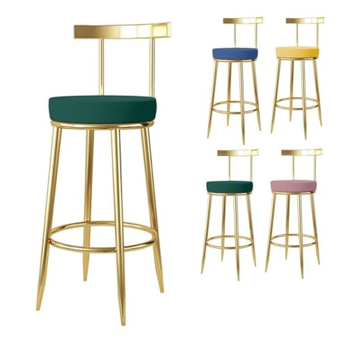 NMVAWIPT Moderner Küchenbarhocker Mit Rückenlehne, Samtsitz Und Metallbeinen, Bequemer Esszimmerhocker for Den Privaten Und Gewerblichen Gebrauch(Green,Sitting Height:75cm) von NMVAWIPT