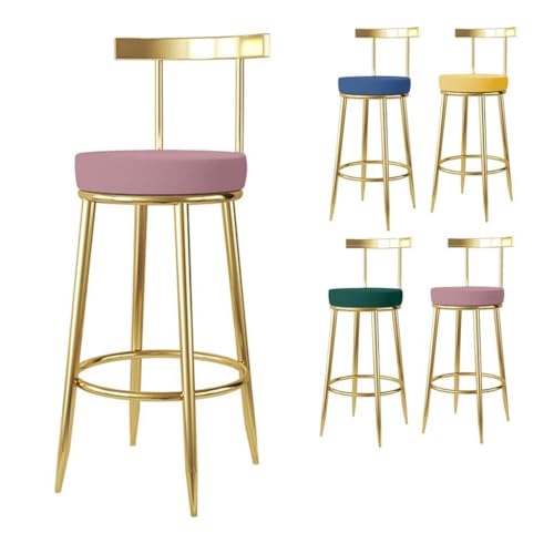 NMVAWIPT Moderner Küchenbarhocker Mit Rückenlehne, Samtsitz Und Metallbeinen, Bequemer Esszimmerhocker for Den Privaten Und Gewerblichen Gebrauch(Pink,Sitting Height:75cm) von NMVAWIPT
