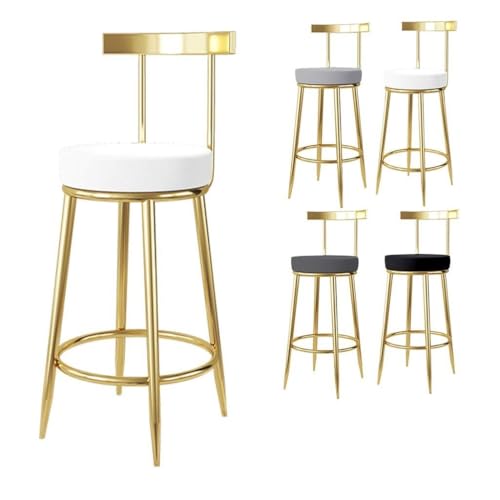 NMVAWIPT Moderner Küchenbarhocker Mit Rückenlehne, Samtsitz Und Metallbeinen, Bequemer Esszimmerhocker for Den Privaten Und Gewerblichen Gebrauch(White,Sitting Height:75cm) von NMVAWIPT