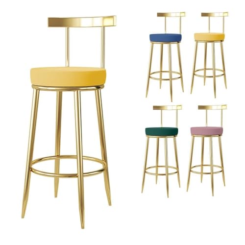 NMVAWIPT Moderner Küchenbarhocker Mit Rückenlehne, Samtsitz Und Metallbeinen, Bequemer Esszimmerhocker for Den Privaten Und Gewerblichen Gebrauch(Yellow,Sitting Height:75cm) von NMVAWIPT
