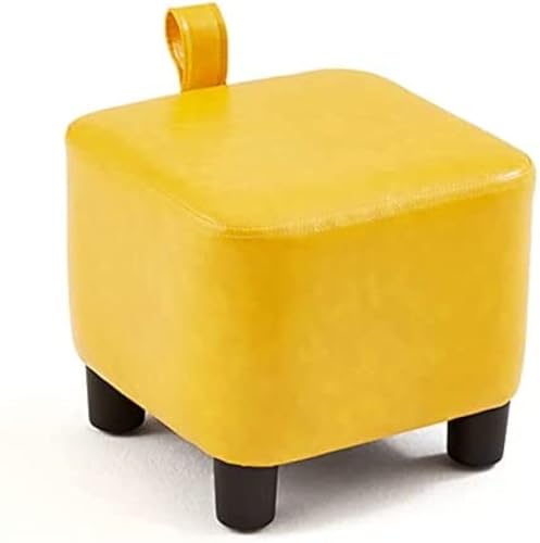 NMVAWIPT Moderner Pouf-Ottomane Aus Kunstleder, Kompakter Quadratischer Fußhocker for Den Flur Im Wohnzimmer, Stilvoller Akzentsitz for Innenbereich Mit Hochdichtem Kissen(Yellow) von NMVAWIPT