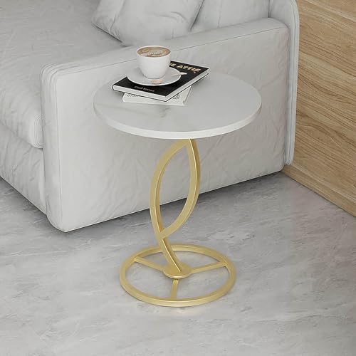 NMVAWIPT Moderner Runder Kleiner Beistelltisch for Sofa, Couch, Stuhl, Terrasse, Mit Metallrahmen, Akzent-Nachttisch(Black) von NMVAWIPT