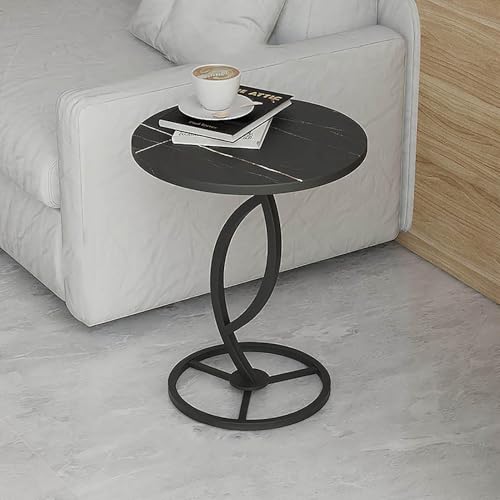 NMVAWIPT Moderner Runder Kleiner Beistelltisch for Sofa, Couch, Stuhl, Terrasse, Mit Metallrahmen, Akzent-Nachttisch(Style1) von NMVAWIPT