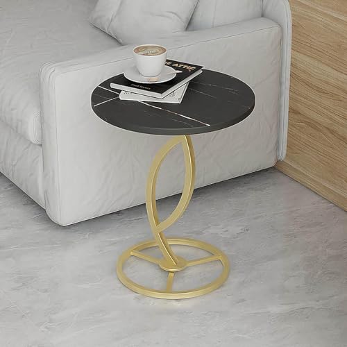 NMVAWIPT Moderner Runder Kleiner Beistelltisch for Sofa, Couch, Stuhl, Terrasse, Mit Metallrahmen, Akzent-Nachttisch(Style4) von NMVAWIPT
