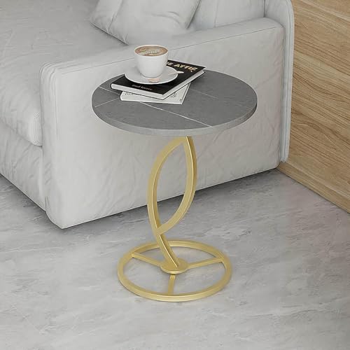 NMVAWIPT Moderner Runder Kleiner Beistelltisch for Sofa, Couch, Stuhl, Terrasse, Mit Metallrahmen, Akzent-Nachttisch(Style6) von NMVAWIPT