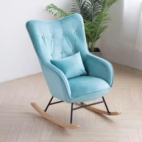 NMVAWIPT Moderner Schaukelstuhl Mit Gleitfunktion Fürs Kinderzimmer, Loungesessel Mit Hoher Rückenlehne Und Samtpolsterung, for Wohnzimmer Und Schlafzimmer(Blue) von NMVAWIPT