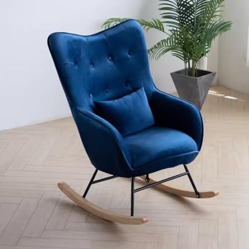 NMVAWIPT Moderner Schaukelstuhl Mit Gleitfunktion Fürs Kinderzimmer, Loungesessel Mit Hoher Rückenlehne Und Samtpolsterung, for Wohnzimmer Und Schlafzimmer(Dark Blue) von NMVAWIPT