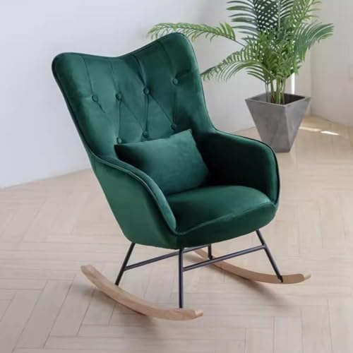 NMVAWIPT Moderner Schaukelstuhl Mit Gleitfunktion Fürs Kinderzimmer, Loungesessel Mit Hoher Rückenlehne Und Samtpolsterung, for Wohnzimmer Und Schlafzimmer(Dark Green) von NMVAWIPT