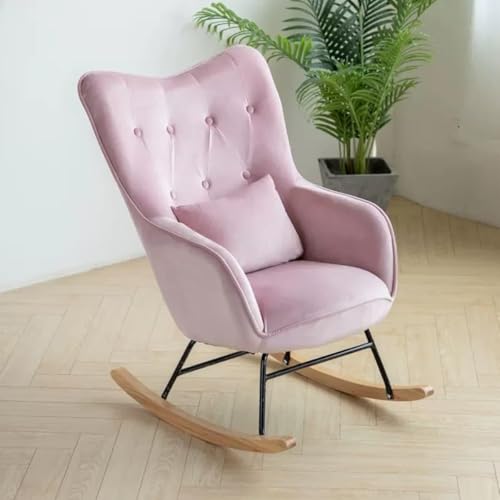 NMVAWIPT Moderner Schaukelstuhl Mit Gleitfunktion Fürs Kinderzimmer, Loungesessel Mit Hoher Rückenlehne Und Samtpolsterung, for Wohnzimmer Und Schlafzimmer(Pink) von NMVAWIPT