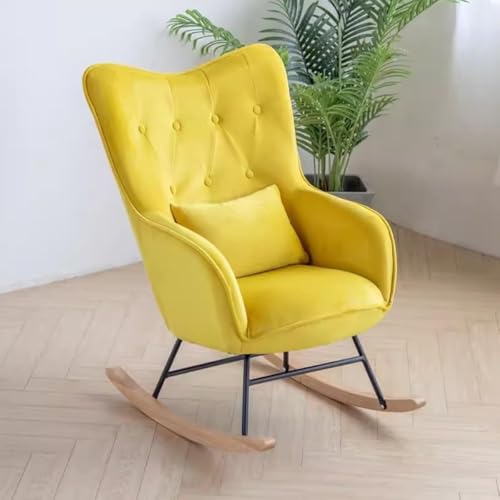 NMVAWIPT Moderner Schaukelstuhl Mit Gleitfunktion Fürs Kinderzimmer, Loungesessel Mit Hoher Rückenlehne Und Samtpolsterung, for Wohnzimmer Und Schlafzimmer(Yellow) von NMVAWIPT