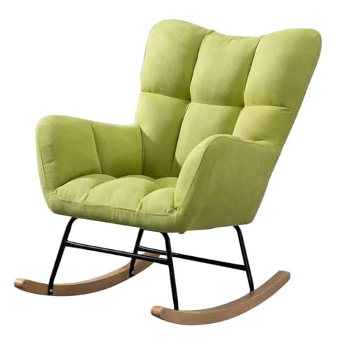 NMVAWIPT Moderner Schaukelstuhl Mit Hoher Rückenlehne, Bequemer Akzentstuhl Mit Holzsockel Und Getuftetem Design, for Kinderzimmer, Wohnzimmer Und Schlafzimmer(Fruit Green) von NMVAWIPT
