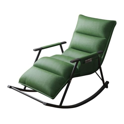 NMVAWIPT Moderner Schaukelstuhl Mit Hoher Rückenlehne, Freizeitstuhl Aus Kunstleder Mit Seitentasche, Sessel for Wohnzimmer Und Schlafzimmer(Green) von NMVAWIPT