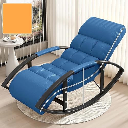 NMVAWIPT Moderner Schaukelstuhl Mit Verstellbarer Rückenlehne Und Fußstütze, Übergroßer Liegestuhl for Wohnzimmer, Balkon Und Terrasse, Bequemer Liegestuhl(Blue,#1) von NMVAWIPT