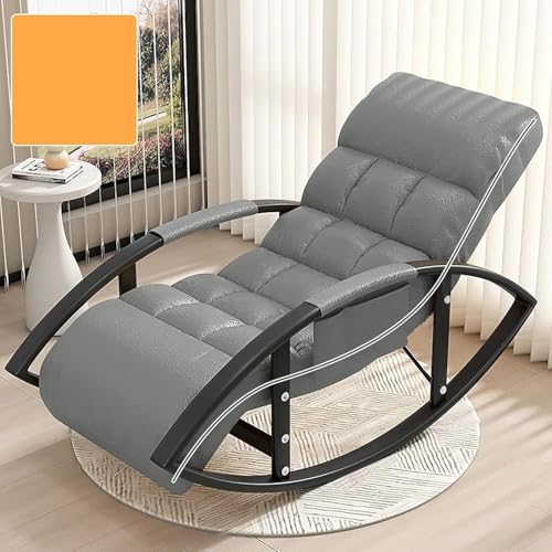 NMVAWIPT Moderner Schaukelstuhl Mit Verstellbarer Rückenlehne Und Fußstütze, Übergroßer Liegestuhl for Wohnzimmer, Balkon Und Terrasse, Bequemer Liegestuhl(Dark Gray,#1) von NMVAWIPT