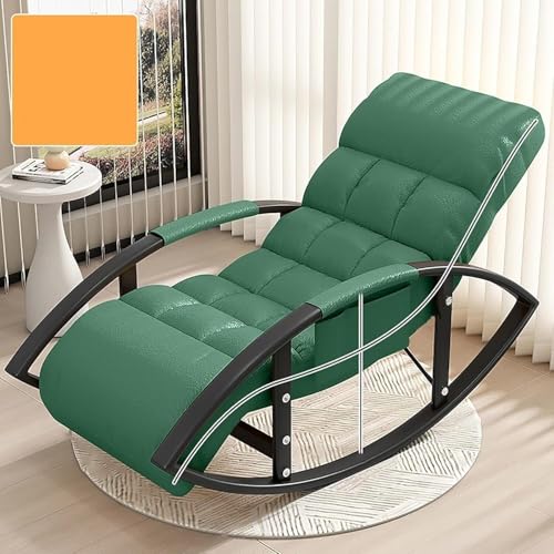 NMVAWIPT Moderner Schaukelstuhl Mit Verstellbarer Rückenlehne Und Fußstütze, Übergroßer Liegestuhl for Wohnzimmer, Balkon Und Terrasse, Bequemer Liegestuhl(Emerald,#1) von NMVAWIPT