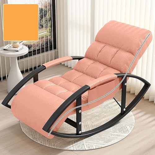 NMVAWIPT Moderner Schaukelstuhl Mit Verstellbarer Rückenlehne Und Fußstütze, Übergroßer Liegestuhl for Wohnzimmer, Balkon Und Terrasse, Bequemer Liegestuhl(Pink,#1) von NMVAWIPT