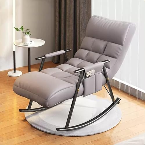 NMVAWIPT Moderner Schaukelstuhl for Das Wohnzimmer Mit Seitentaschen, Bequemer Lounge-Sessel Mit Akzent for Das Büro, Verstellbare Rückenlehne Und Beine(A16) von NMVAWIPT