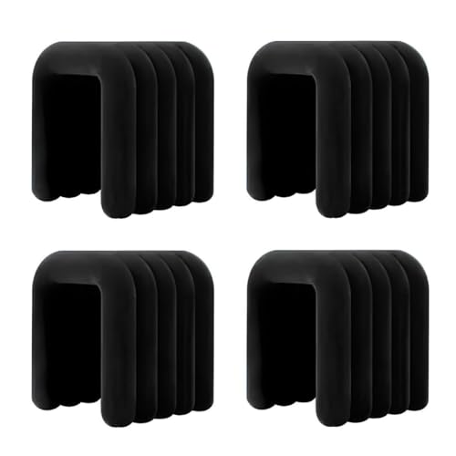 NMVAWIPT Moderner Schminkstuhl Mit Flanellpolsterung, Pouf-Ottomane Ohne Montage, Mehrzweck-Fußhocker Und Sitz In Geometrischen Formen(Black,4 Piece Set) von NMVAWIPT