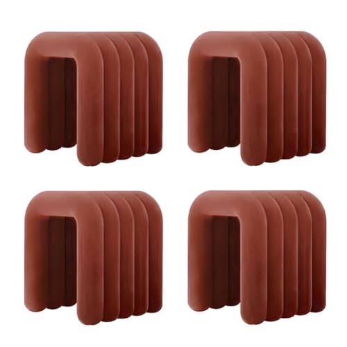 NMVAWIPT Moderner Schminkstuhl Mit Flanellpolsterung, Pouf-Ottomane Ohne Montage, Mehrzweck-Fußhocker Und Sitz In Geometrischen Formen(Coffee,4 Piece Set) von NMVAWIPT