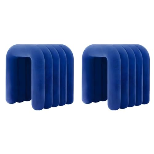 NMVAWIPT Moderner Schminkstuhl Mit Flanellpolsterung, Pouf-Ottomane Ohne Montage, Mehrzweck-Fußhocker Und Sitz In Geometrischen Formen(Dark Blue,6 Piece Set) von NMVAWIPT