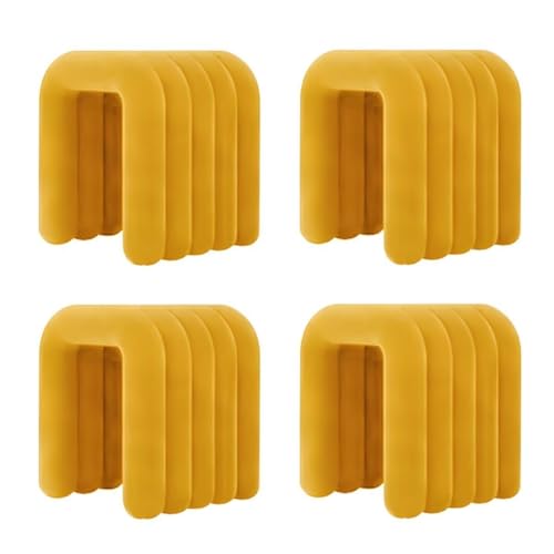NMVAWIPT Moderner Schminkstuhl Mit Flanellpolsterung, Pouf-Ottomane Ohne Montage, Mehrzweck-Fußhocker Und Sitz In Geometrischen Formen(Dark Yellow,4 Piece Set) von NMVAWIPT