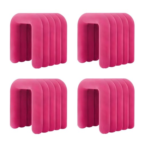 NMVAWIPT Moderner Schminkstuhl Mit Flanellpolsterung, Pouf-Ottomane Ohne Montage, Mehrzweck-Fußhocker Und Sitz In Geometrischen Formen(Light Rose Red,4 Piece Set) von NMVAWIPT
