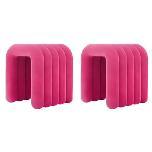 NMVAWIPT Moderner Schminkstuhl Mit Flanellpolsterung, Pouf-Ottomane Ohne Montage, Mehrzweck-Fußhocker Und Sitz In Geometrischen Formen(Light Rose Red,6 Piece Set) von NMVAWIPT
