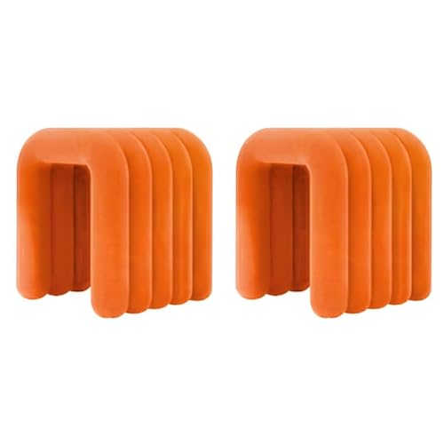 NMVAWIPT Moderner Schminkstuhl Mit Flanellpolsterung, Pouf-Ottomane Ohne Montage, Mehrzweck-Fußhocker Und Sitz In Geometrischen Formen(Orange,6 Piece Set) von NMVAWIPT
