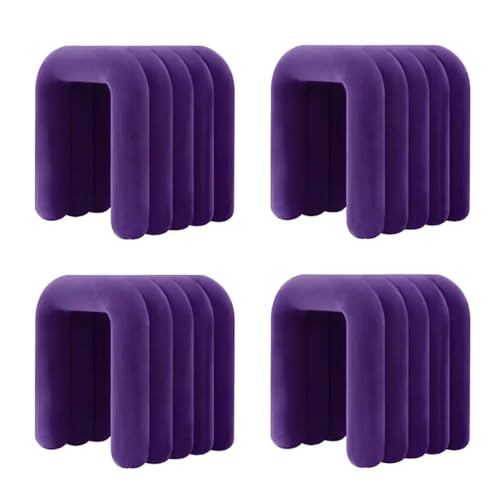 NMVAWIPT Moderner Schminkstuhl Mit Flanellpolsterung, Pouf-Ottomane Ohne Montage, Mehrzweck-Fußhocker Und Sitz In Geometrischen Formen(Purple,4 Piece Set) von NMVAWIPT