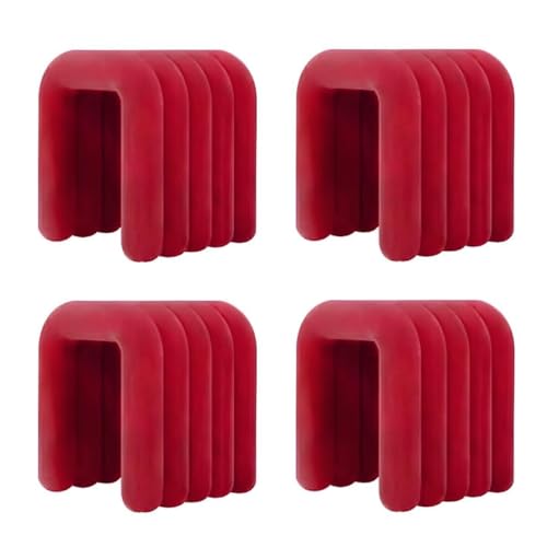 NMVAWIPT Moderner Schminkstuhl Mit Flanellpolsterung, Pouf-Ottomane Ohne Montage, Mehrzweck-Fußhocker Und Sitz In Geometrischen Formen(Red,4 Piece Set) von NMVAWIPT