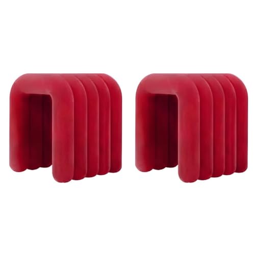NMVAWIPT Moderner Schminkstuhl Mit Flanellpolsterung, Pouf-Ottomane Ohne Montage, Mehrzweck-Fußhocker Und Sitz In Geometrischen Formen(Red,6 Piece Set) von NMVAWIPT