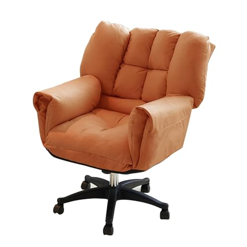 NMVAWIPT Moderner Schreibtischstuhl Mit Rollen, 360° Drehbarer Bürostuhl Mit Gepolsterten Armlehnen, Ergonomische Arbeitsstühle for Den Heim- Und Bürogebrauch(Orange,Without) von NMVAWIPT