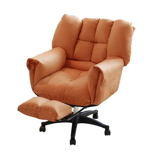 NMVAWIPT Moderner Schreibtischstuhl Mit Rollen, 360° Drehbarer Bürostuhl Mit Gepolsterten Armlehnen, Ergonomische Arbeitsstühle for Den Heim- Und Bürogebrauch(Orange,with Footstool) von NMVAWIPT