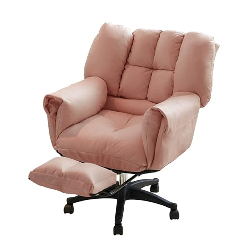 NMVAWIPT Moderner Schreibtischstuhl Mit Rollen, 360° Drehbarer Bürostuhl Mit Gepolsterten Armlehnen, Ergonomische Arbeitsstühle for Den Heim- Und Bürogebrauch(Pink,with Footstool) von NMVAWIPT