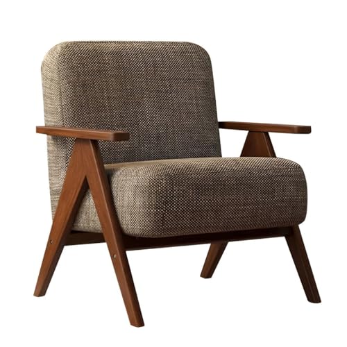 NMVAWIPT Moderner Übergroßer Sessel Mit Ottomane – Gepolsterter Loungesessel Massivholzrahmen Und Baumwoll-Leinen-Stoff(Brown 1,1pcs) von NMVAWIPT