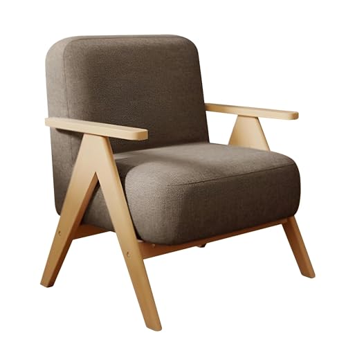 NMVAWIPT Moderner Übergroßer Sessel Mit Ottomane – Gepolsterter Loungesessel Massivholzrahmen Und Baumwoll-Leinen-Stoff(Brown 2,1pcs) von NMVAWIPT