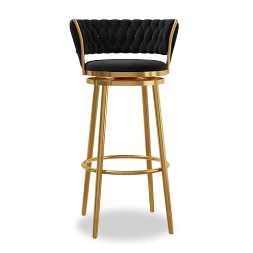NMVAWIPT Modernes Barhocker-Set Mit Samtpolsterung, 4er-Set Mit Gewebter Rückenlehne Und Drehfunktion for Küche, Hausbar, Esszimmer, Grau(Black -1pcs,65cm) von NMVAWIPT