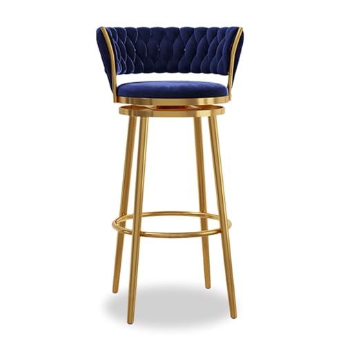 NMVAWIPT Modernes Barhocker-Set Mit Samtpolsterung, 4er-Set Mit Gewebter Rückenlehne Und Drehfunktion for Küche, Hausbar, Esszimmer, Grau(Blue -1pcs,75cm) von NMVAWIPT